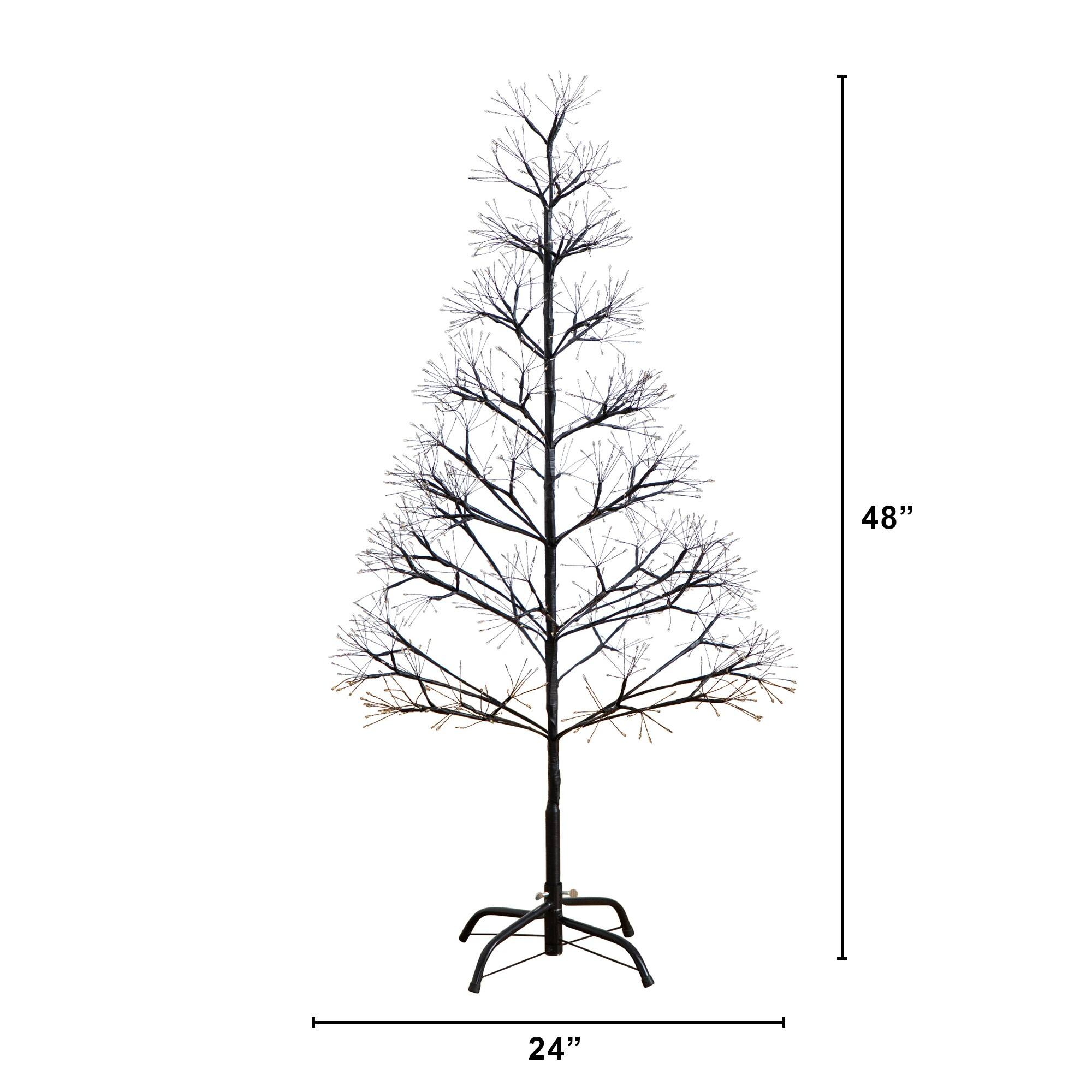 4ft. Pre-Lit Artificial Halloween Black Starburst Tree with 800 Fairy Warm White LED Lights